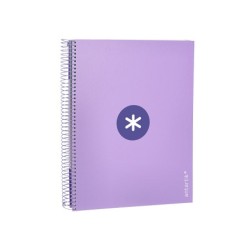 Cuaderno espiral a4 micro antartik tapa forrada 120h 90 gr horizontal 5 bandas 4 taladros color lavanda