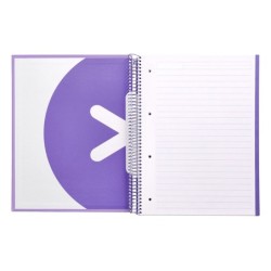 Cuaderno espiral a4 micro antartik tapa forrada 120h 90 gr horizontal 5 bandas 4 taladros color lavanda