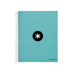 Cuaderno espiral a4 micro antartik tapa forrada 120h 90 gr horizontal 5 bandas 4 taladores color menta