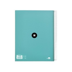 Cuaderno espiral a4 micro antartik tapa forrada 120h 90 gr horizontal 5 bandas 4 taladores color menta