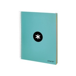 Cuaderno espiral a4 micro antartik tapa forrada 120h 90 gr horizontal 5 bandas 4 taladores color menta