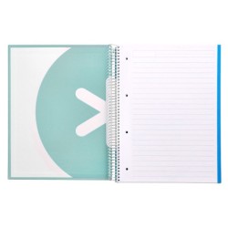 Cuaderno espiral a4 micro antartik tapa forrada 120h 90 gr horizontal 5 bandas 4 taladores color menta
