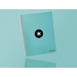 Cuaderno espiral a4 micro antartik tapa forrada 120h 90 gr horizontal 5 bandas 4 taladores color menta