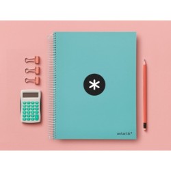 Cuaderno espiral a4 micro antartik tapa forrada 120h 90 gr horizontal 5 bandas 4 taladores color menta
