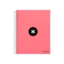 Cuaderno espiral a4 micro antartik tapa forrada 120h 90 gr horizontal 5 bandas 4 taladros color coral