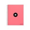 Cuaderno espiral a4 micro antartik tapa forrada 120h 90 gr horizontal 5 bandas 4 taladros color coral