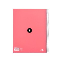 Cuaderno espiral a4 micro antartik tapa forrada 120h 90 gr horizontal 5 bandas 4 taladros color coral