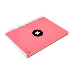 Cuaderno espiral a4 micro antartik tapa forrada 120h 90 gr horizontal 5 bandas 4 taladros color coral
