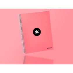Cuaderno espiral a4 micro antartik tapa forrada 120h 90 gr horizontal 5 bandas 4 taladros color coral