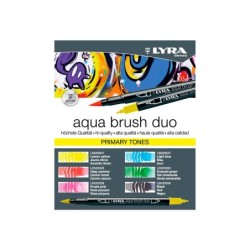 Rotulador lyra aqua brush acuarelable doble punta y pincel tonos primarios blister de 6 unidades