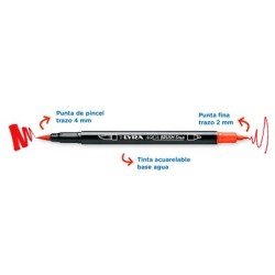 Rotulador lyra aqua brush acuarelable doble punta y pincel tonos primarios blister de 6 unidades