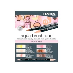 Rotulador lyra aqua brush acuarelable doble punta y pincel tonos piel blister de 6 unidades surtidas