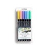 Rotulador lyra aqua brush acuarelable doble punta y pincel tonos pastel blister de 6 unidades surtidas