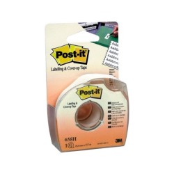 Cinta adhesiva post-it para ocultar y etiquetar 6 lineas 18 mt x 25 mm en portarrollo