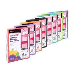 Carpeta carchivo archivex polipropileno canguro naranja escaparate con espiral 40 fundas cierre gomas din a4