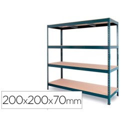 Estanteria metalica ar stocker 200x200x70 cm 4 estantes 450 kg por estante bandeja de madera sin tornillos