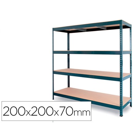Estanteria metalica ar stocker 200x200x70 cm 4 estantes 450 kg por estante bandeja de madera sin tornillos