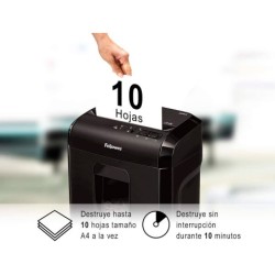 Destructora de documentos fellowes 10m capacidad de corte 10 h seguridad p5 destruye grapas y tarjetas de