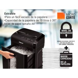 Destructora de documentos fellowes 10m capacidad de corte 10 h seguridad p5 destruye grapas y tarjetas de