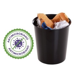 Papelera plastico archivo 2000 antimicrobiana sanitized plastico negro 18 litros 290x310 mm