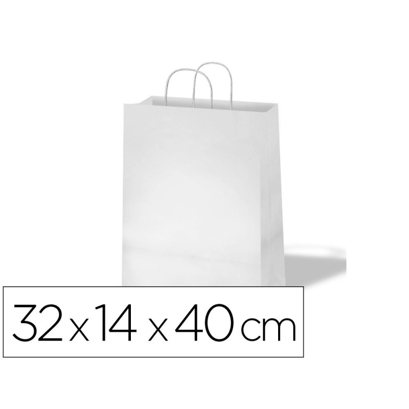 Bolsa kraft basika celulosa blanco 90 gr asa retorcida tamaño \l\ 320x140x400 mm