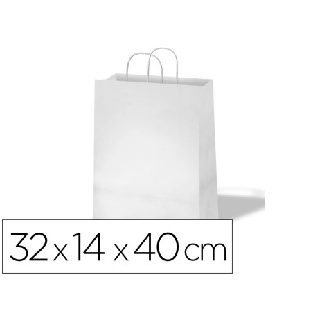 Bolsa kraft basika celulosa blanco 90 gr asa retorcida tamaño \l\ 320x140x400 mm