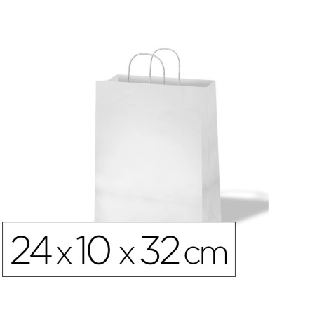 Bolsa kraft basika celulosa blanco 90 gr asa retorcida tamaño \s\ 240x100x320 mm