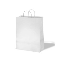 Bolsa kraft basika celulosa blanco 90 gr asa retorcida tamaño \s\ 240x100x320 mm