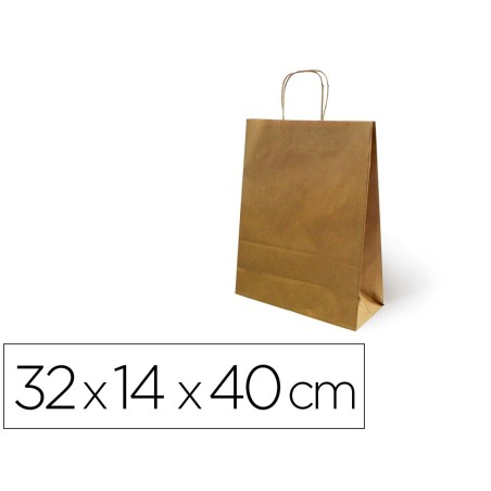 Bolsa kraft basika natural reciclado 90 gr asa retorcida tamaño \l\ 320x140x400 mm
