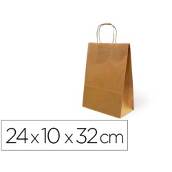 Bolsa kraft basika natural reciclado 90 gr asa retorcida tamaño \s\ 240x100x320 mm