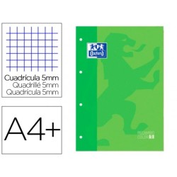 Recambio color 1 oxford din a4 80 hojas 90 gr cuadro 5 mm 4 taladros color verde manzana