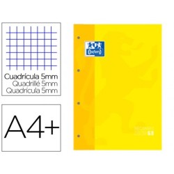 Recambio color 1 oxford din a4 80 hojas 90 gr cuadro 5 mm 4 taladros color amarillo