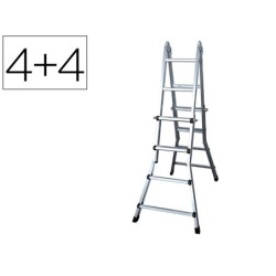 Escalera telescopica aluminio de 44 peldaños con tapa finalpvc antideslizante en131-4
