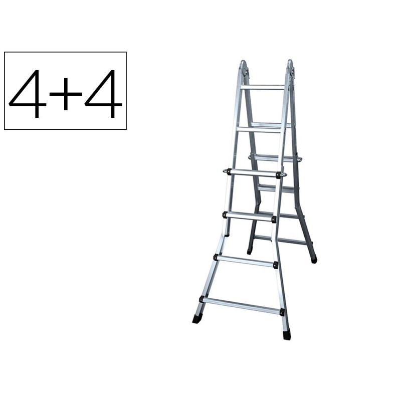 Escalera telescopica aluminio de 44 peldaños con tapa finalpvc antideslizante en131-4