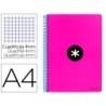 Cuaderno espiral a4 antartik tapa dura 80h 90gr cuadro 4mm con margen color rosa fluor