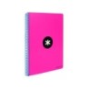 Cuaderno espiral a4 antartik tapa dura 80h 90gr cuadro 4mm con margen color rosa fluor