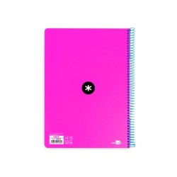 Cuaderno espiral a4 antartik tapa dura 80h 90gr cuadro 4mm con margen color rosa fluor