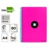 Cuaderno espiral a4 antartik tapa dura 80h 90gr cuadro 4mm con margen color rosa fluor