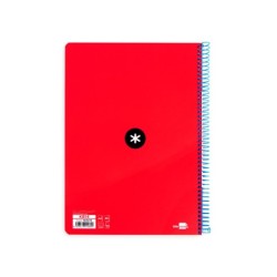Cuaderno espiral a4 antartik tapa dura 80h 90gr cuadro 4mm con margen color rojo