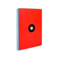 Cuaderno espiral a4 antartik tapa dura 80h 90gr cuadro 4mm con margen color rojo