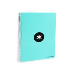 Cuaderno espiral a4 antartik tapa dura 80h 90gr cuadro 4mm con margen color menta