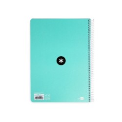 Cuaderno espiral a4 antartik tapa dura 80h 90gr cuadro 4mm con margen color menta