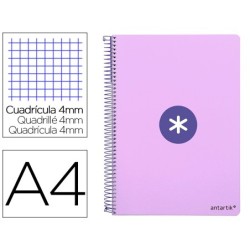 Cuaderno espiral a4 antartik tapa dura 80h 90gr cuadro 4mm con margen color lavanda