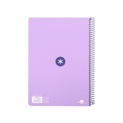 Cuaderno espiral a4 antartik tapa dura 80h 90gr cuadro 4mm con margen color lavanda