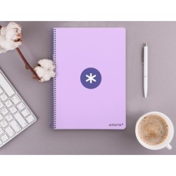 Cuaderno espiral a4 antartik tapa dura 80h 90gr cuadro 4mm con margen color lavanda