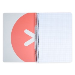 Cuaderno espiral a4 antartik tapa dura 80h 90gr cuadro 4mm con margen color coral