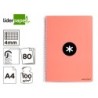Cuaderno espiral a4 antartik tapa dura 80h 90gr cuadro 4mm con margen color coral