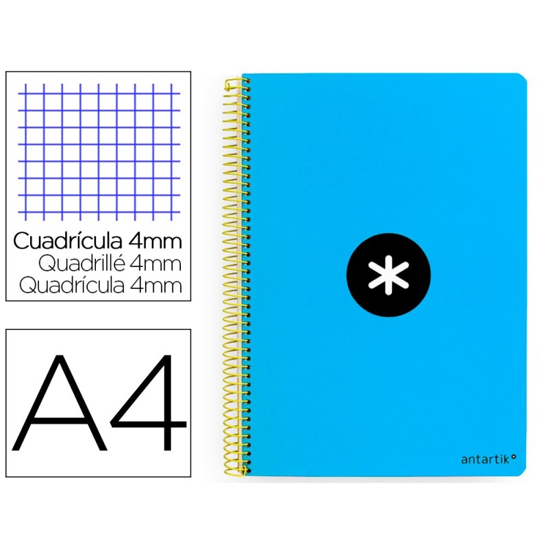 Cuaderno espiral a4 antartik tapa dura 80h 90gr cuadro 4mm con margen color azul Cuaderno espiral a4 antartik tapa dura 80h 90gr cuadro 4mm con margen color azul