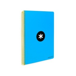 Cuaderno espiral a4 antartik tapa dura 80h 90gr cuadro 4mm con margen color azul