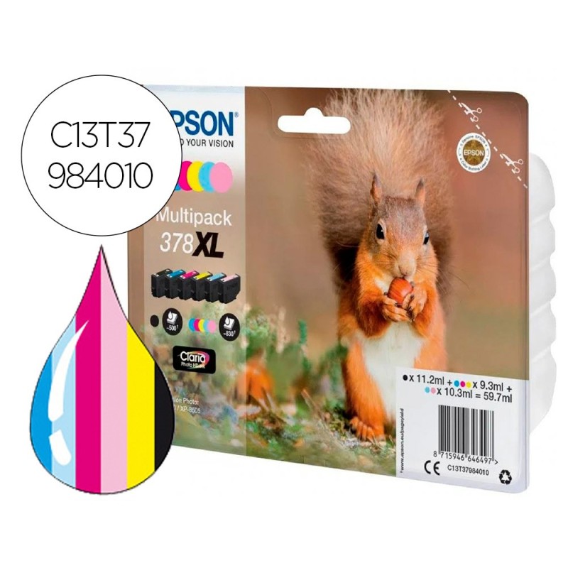 Ink-jet epson 378 xl expression home xp-8605 / 15000 / 8500 negro amarillo cian magenta cian claro